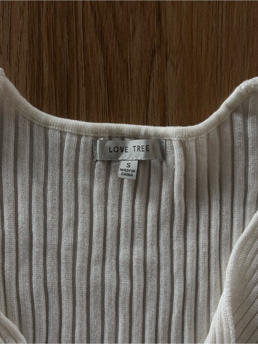 Twist Front Ribbed Crop Top - White/Cream - Picture 5 of 6